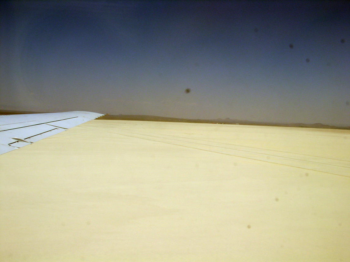 DC-8 over dry lake bed