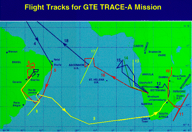 TRACE-A FLIGHT MAP