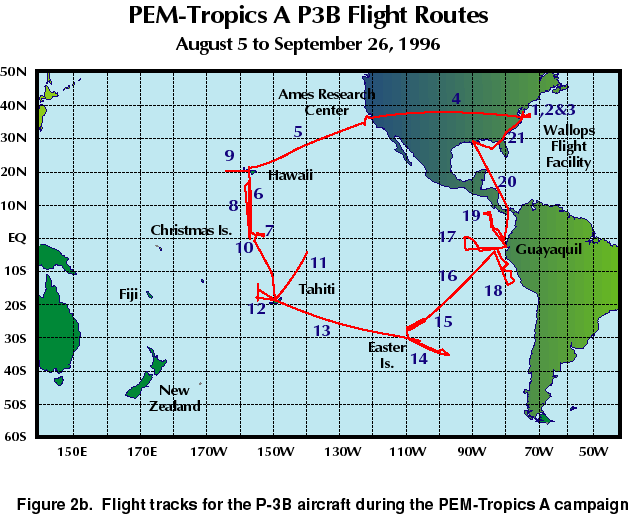 Nominal flight tracks for PEM TROPICS A